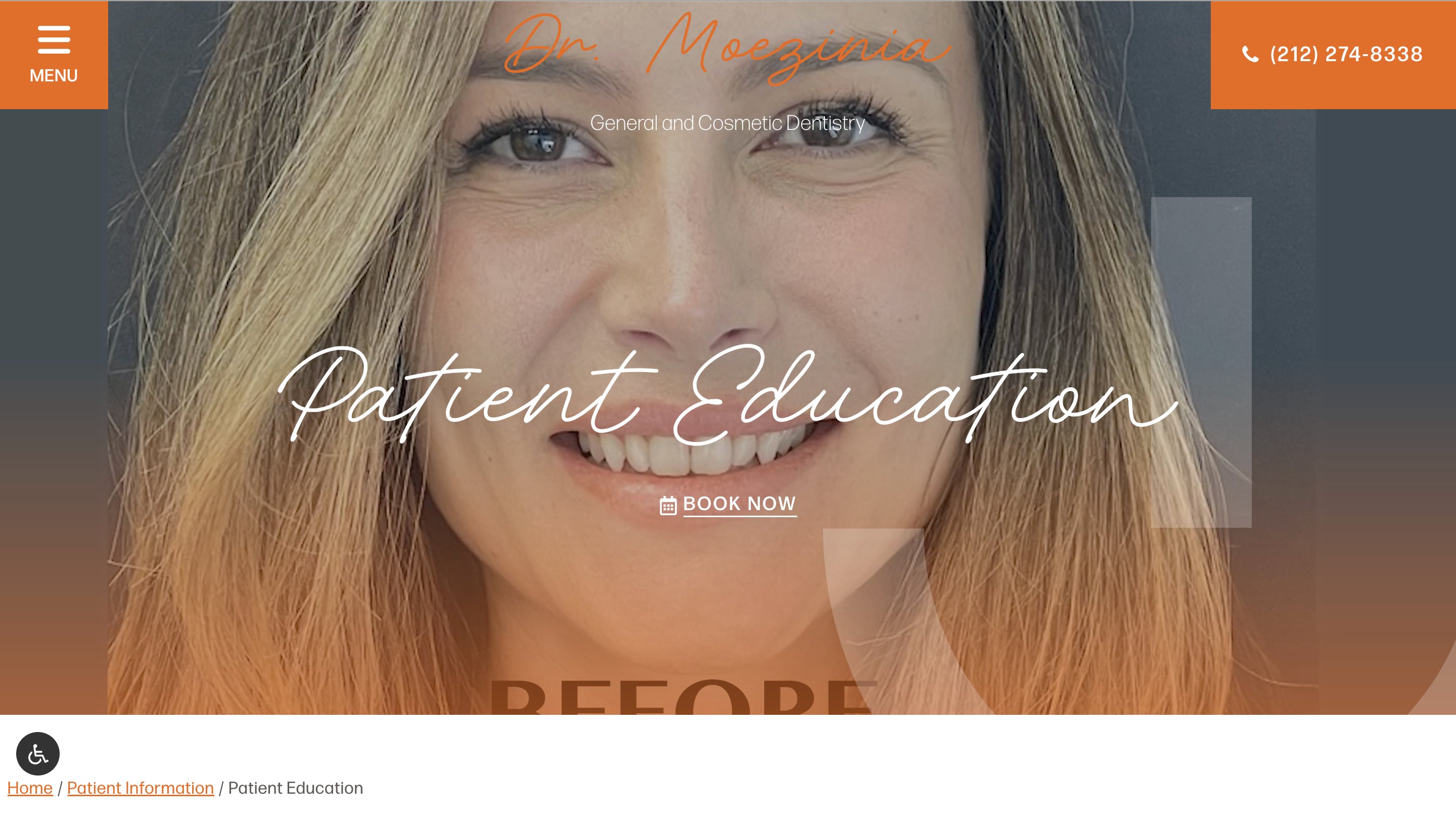 Empower Your Smile dental website homepage showing patient education section